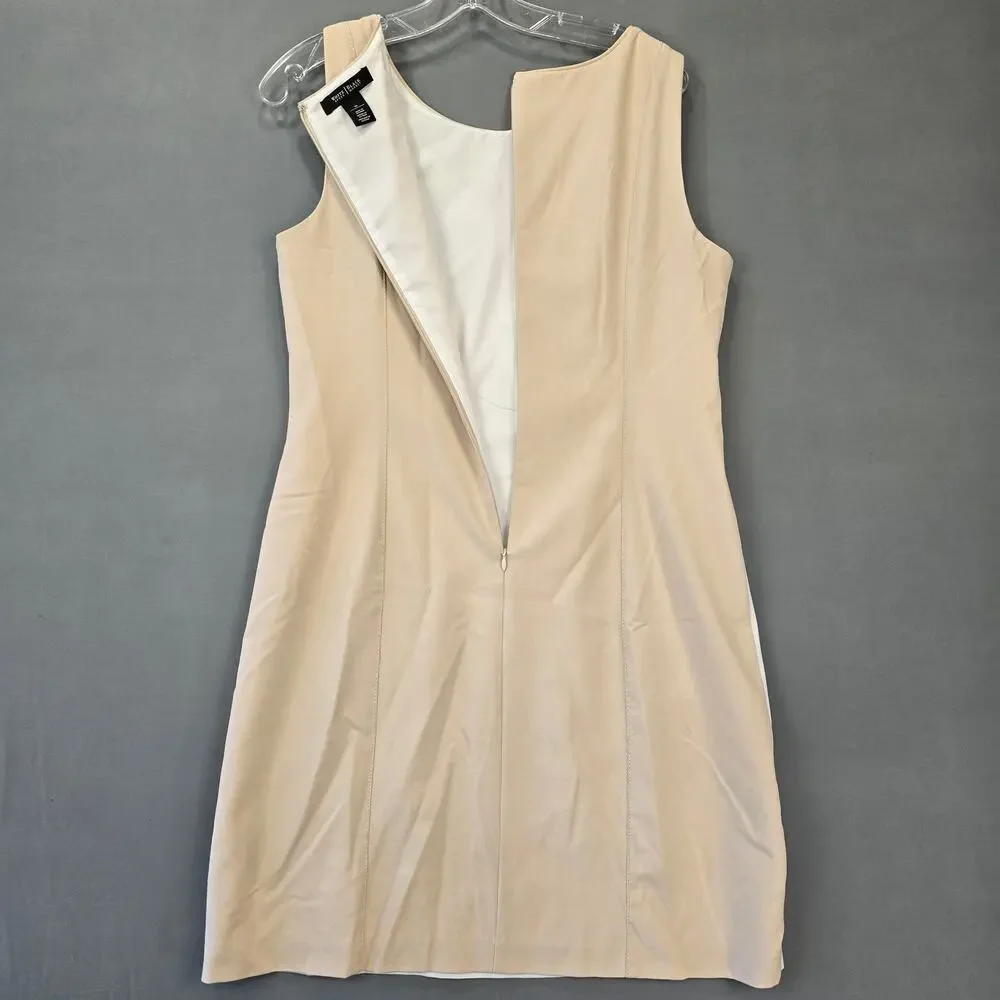 White House Black Market Cream and Tan Midi Dress - Picture 2 of 12